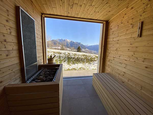 sauna panoramica sulle dolomiti