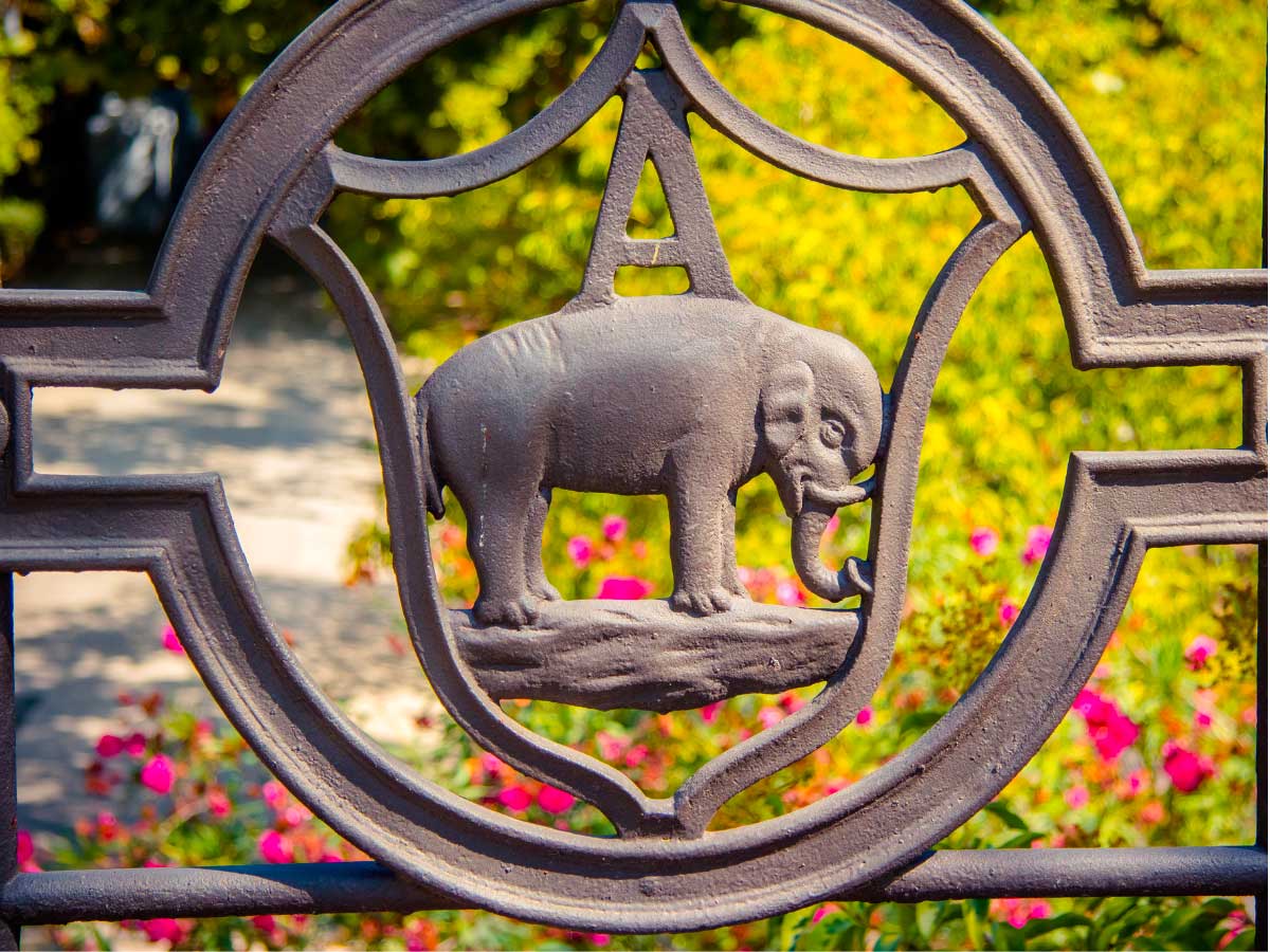 Elefante sul cancello di Villa bellini scoprendo Catania con i bambini