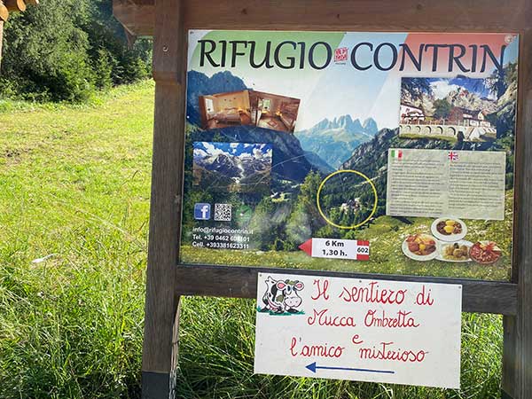cartello sentiero contrin