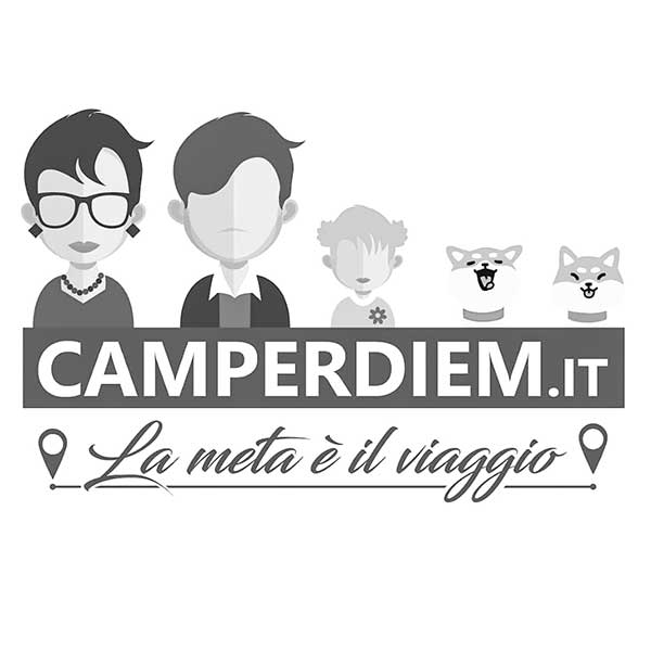 logo camper diem bianco e nero