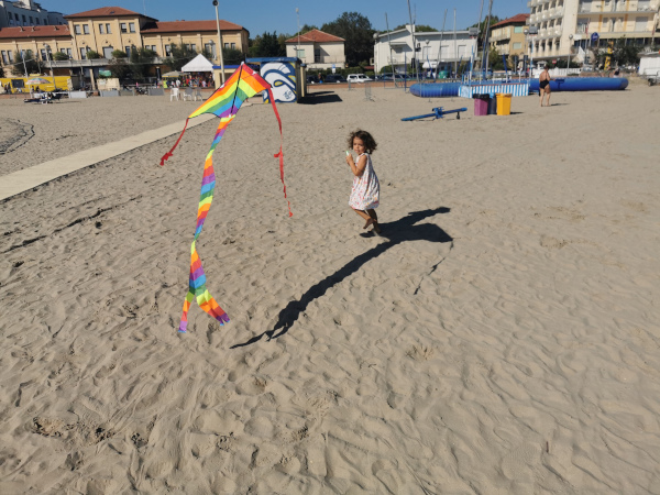 bimba che fa volare un aquilone