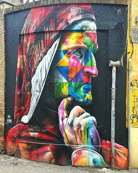 ritratto di Dante in murales