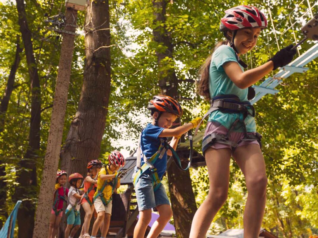 bambini sugli alberi nei parchi avventura dell'Emilia Romagna