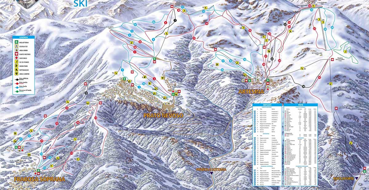 mappa piste prato nevoso