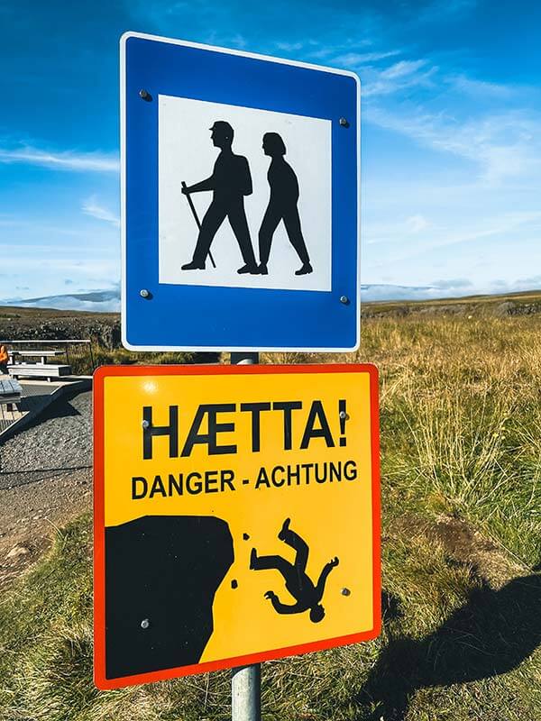 cartello di pericolo Islanda