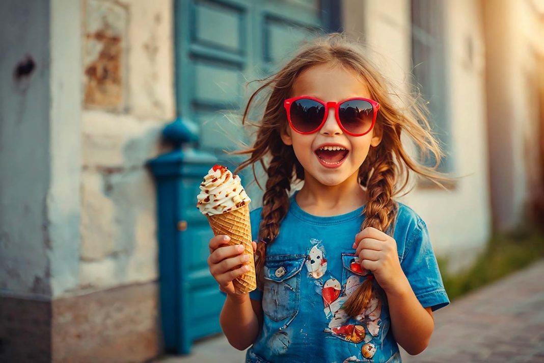 Bambina mancia gelato