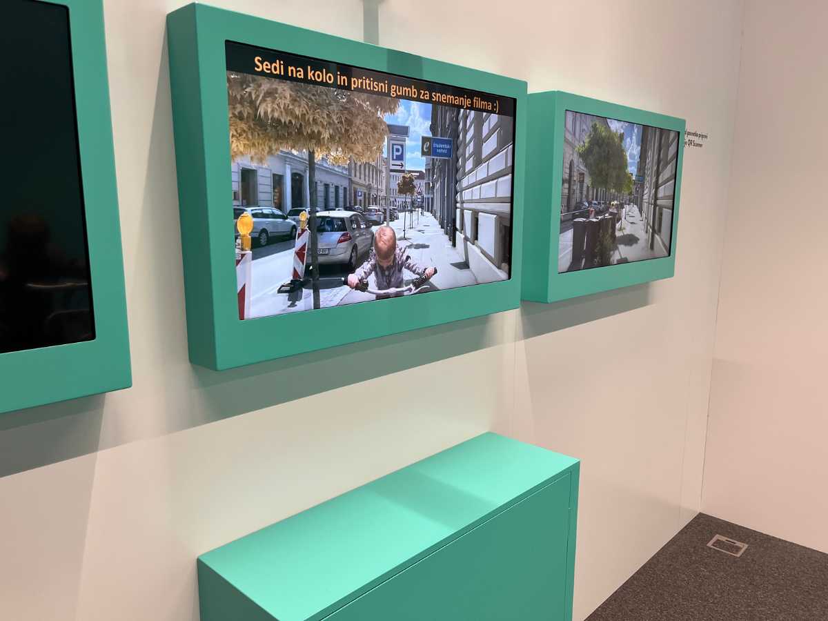 simulazione di un giro in bicicletta per strada al museo di celje