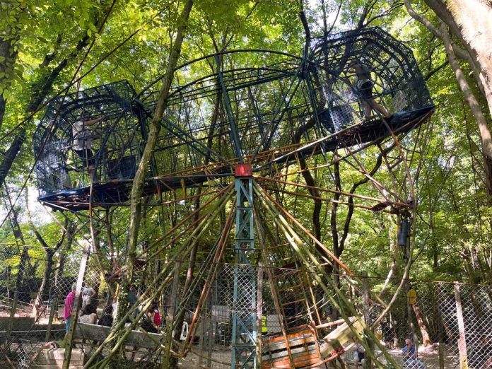 giostra che gira senza elettricità al parco dell'osteria ai pioppi