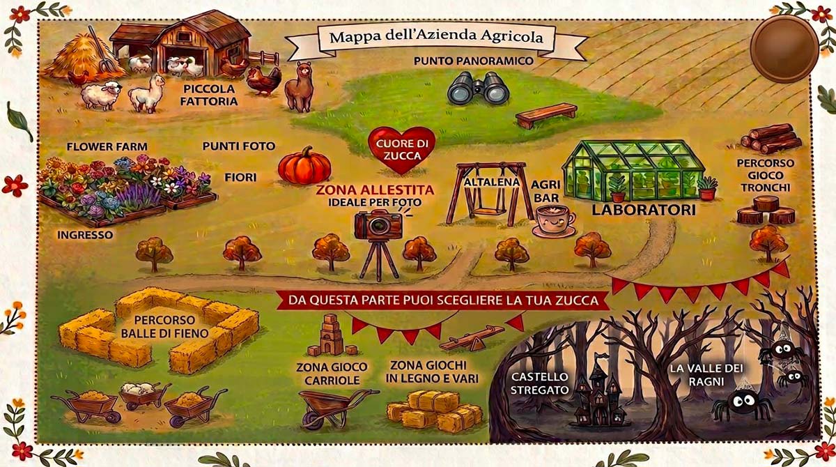 Campo zucche a Torino: pianta del Giardino di Rosero