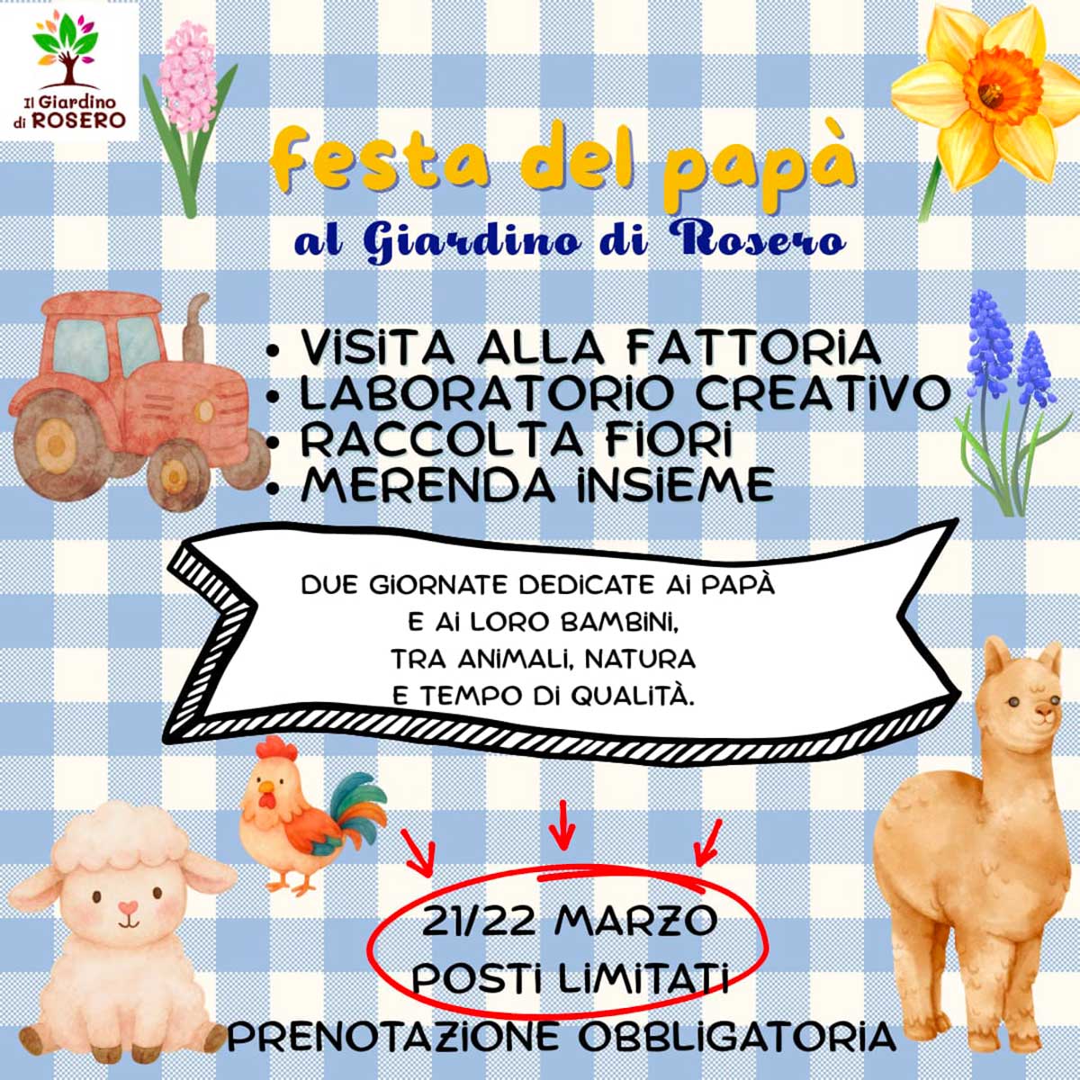 Locandina Giardino di Rosero per la festa del papà in collina